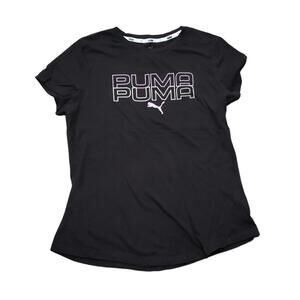 Puma Black Short Sleeve Crew Neck T Shirt Comfort Active Top Puma Logo